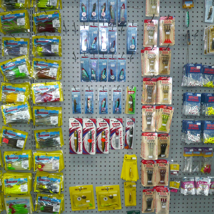 lures on shelf